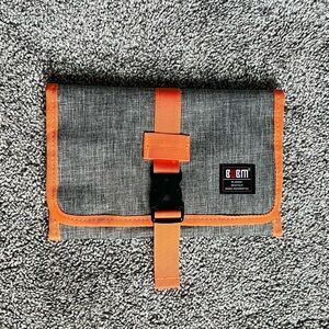 Gray and Orange Men's Toiletry Bag